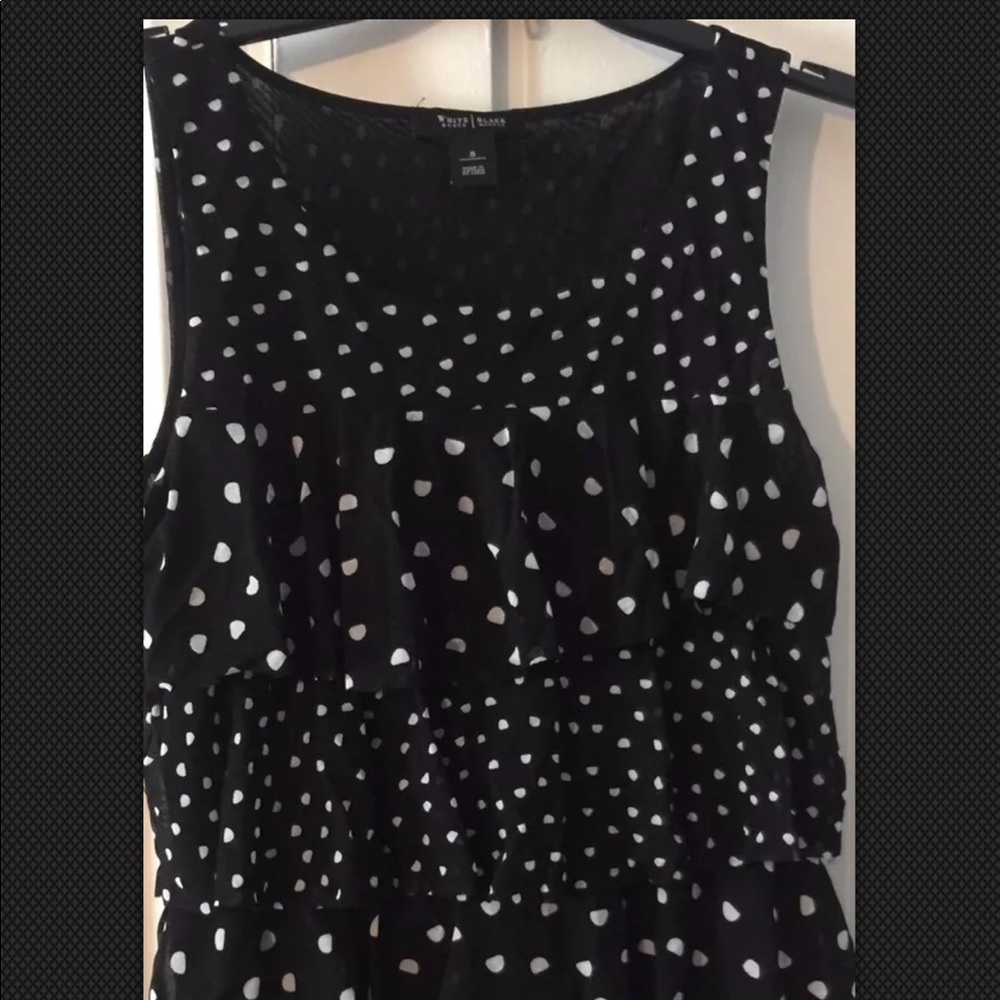 White House Black Market Black Polka Dots Blouse